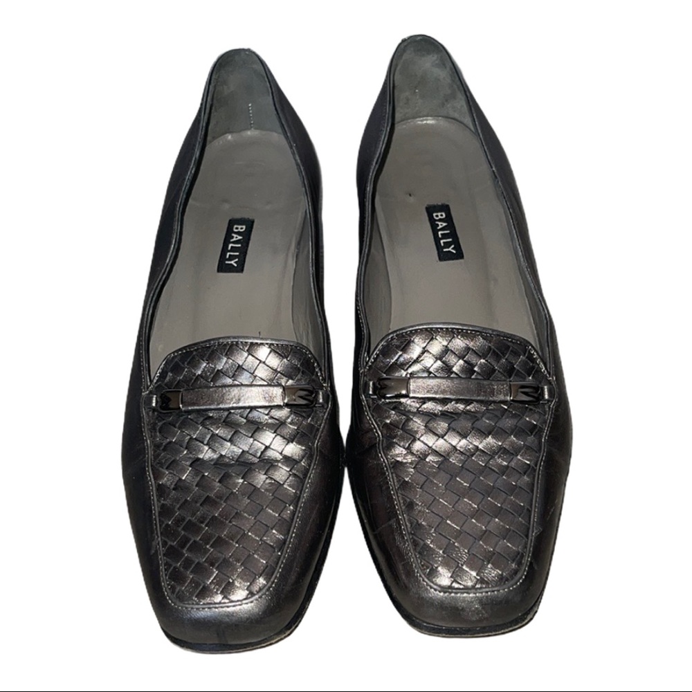 Bally Woven Women’s Silver Slip On Loafers
